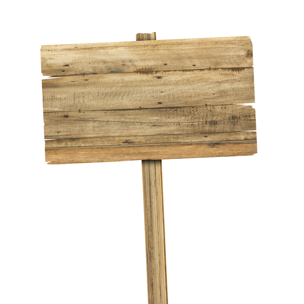 Wooden sign on a post